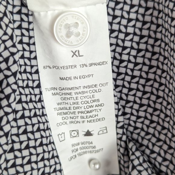 Vince Camuto* Men's Short Sleeve Button Down Curved Hem BOHO Print Shirt~Size XL - Picture 4 of 12
